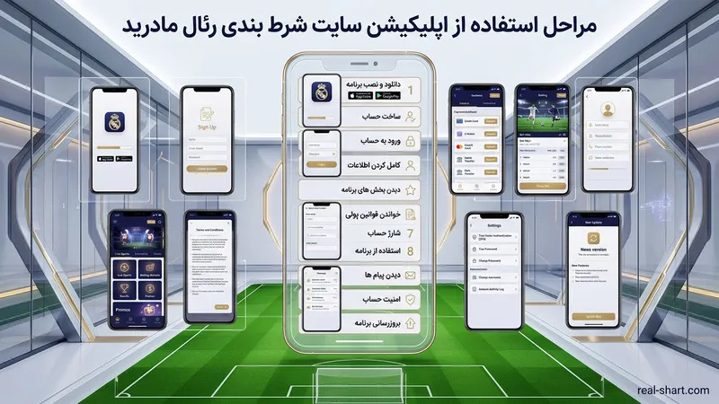 مراحل استفاده از اپلیکیشن سایت شرط بندی رئال مادرید